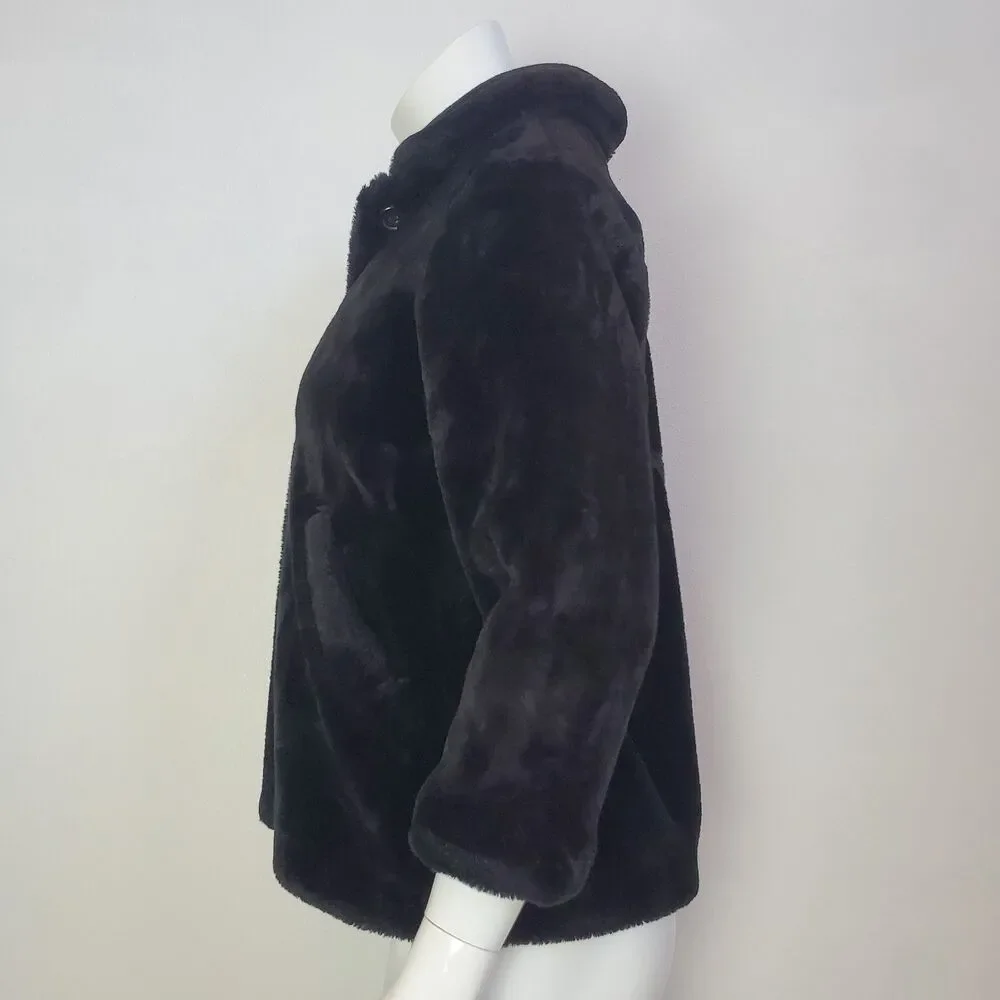 Girl's Gap Black Faux Fur Coat
